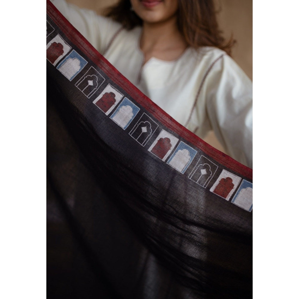 The Indian Ethnic Co. Blue Ajrakh Mulmul Cotton Printed Dupatta