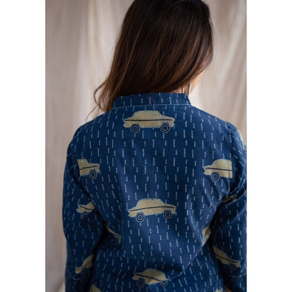 The Indian Ethnic Co. Blue Straight Ajrakh Cotton Printed Kurta