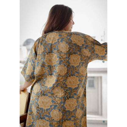 The Indian Ethnic Co. Multi-Color Loose Sanganeri Cotton Printed Maxi Dress