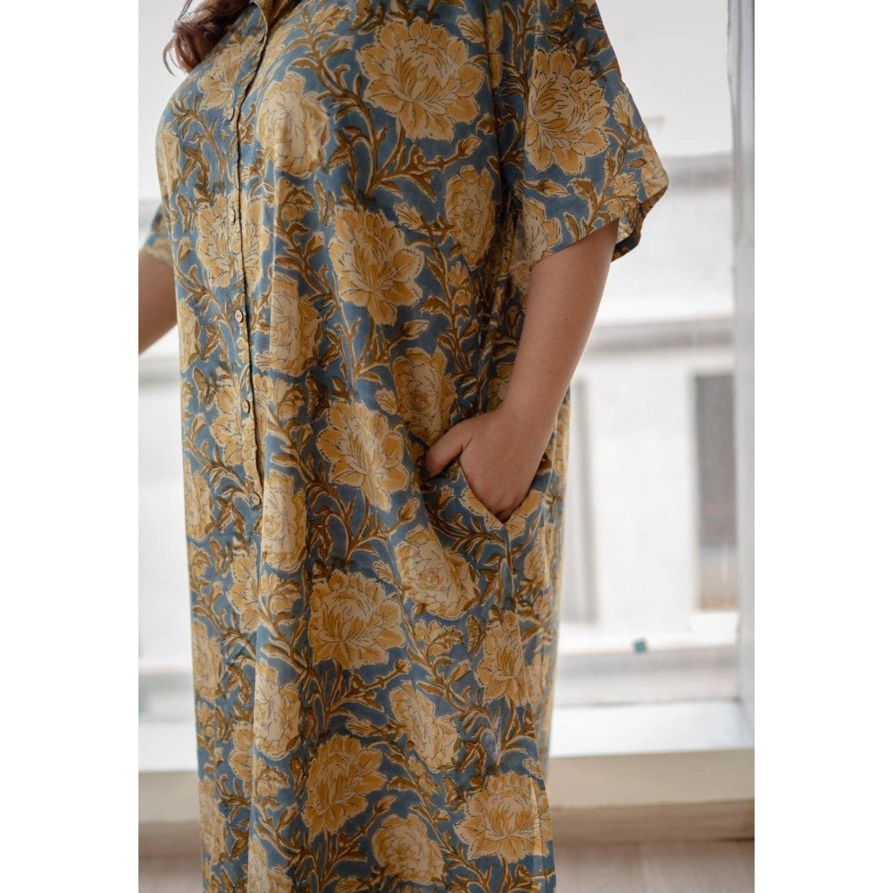 The Indian Ethnic Co. Multi-Color Loose Sanganeri Cotton Printed Maxi Dress