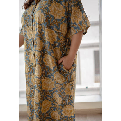 The Indian Ethnic Co. Multi-Color Loose Sanganeri Cotton Printed Maxi Dress
