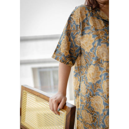The Indian Ethnic Co. Multi-Color Loose Sanganeri Cotton Printed Maxi Dress