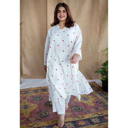 The Indian Ethnic Co. White Plain Cotton Straight Palazzo