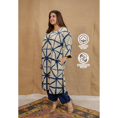 The Indian Ethnic Co. Blue Solid Cotton Afghan Palazzo
