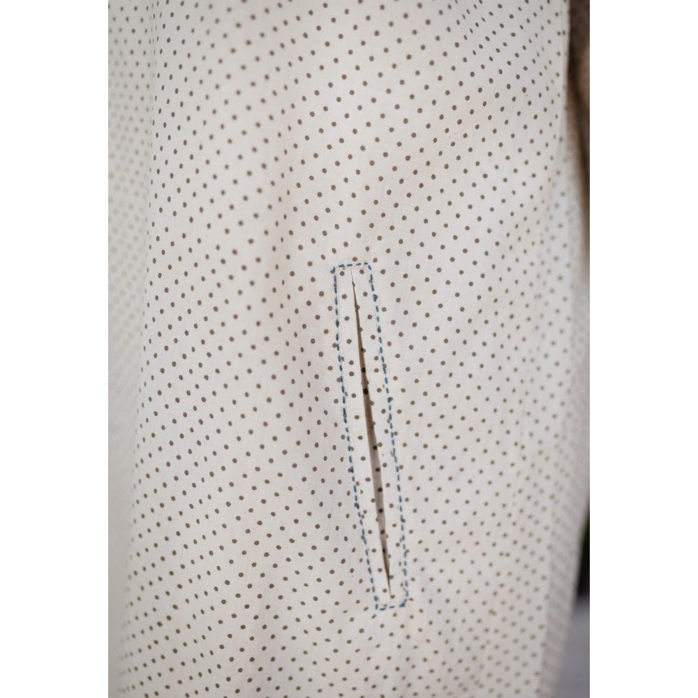 The Indian Ethnic Co. Ivory Loose Ajrakh Printed Cotton Kurta With Full Sleeves & Embroidered