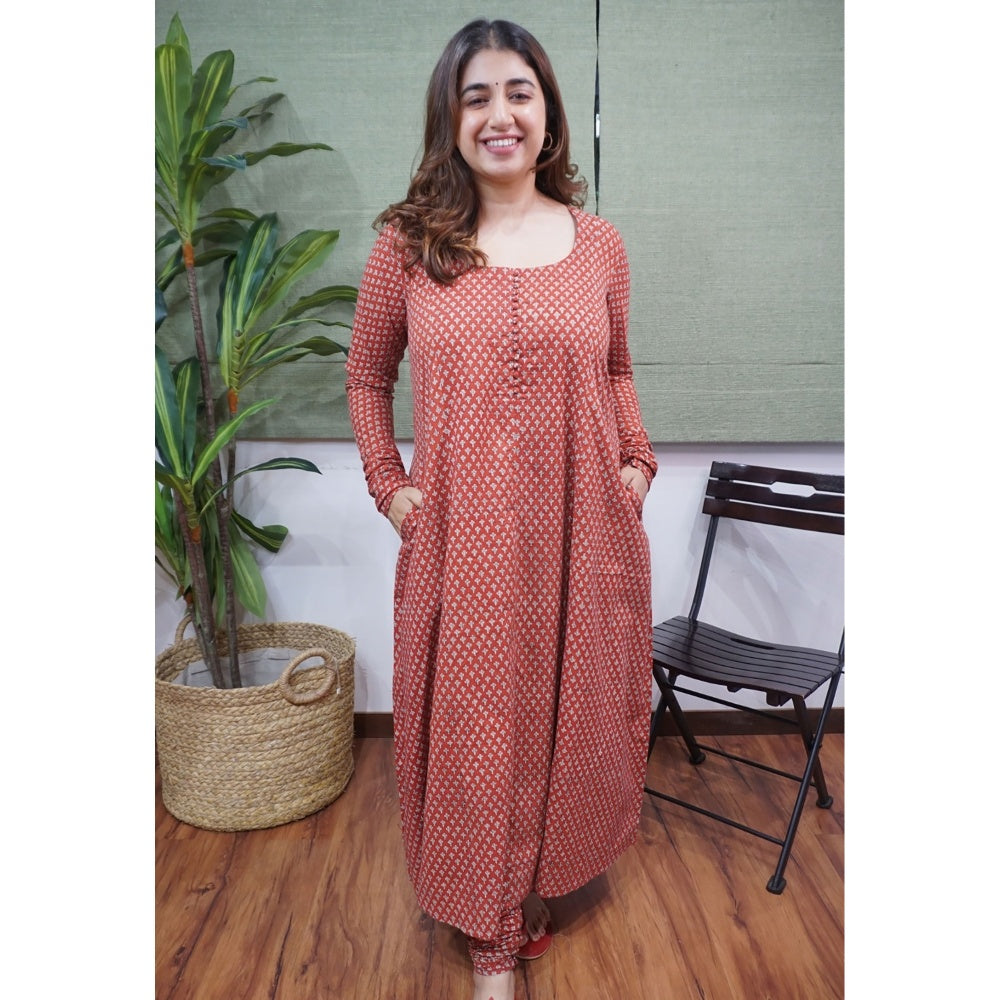 The Indian Ethnic Co. Madder Narrow Fadat Printed Cotton Chudidar Pant