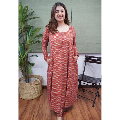 The Indian Ethnic Co. Madder Narrow Fadat Printed Cotton Chudidar Pant