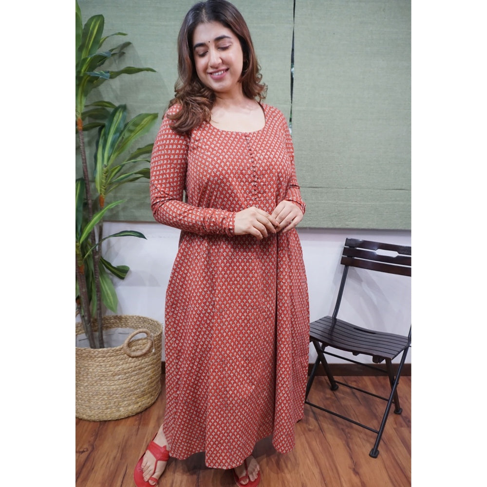 The Indian Ethnic Co. Madder Narrow Fadat Printed Cotton Chudidar Pant