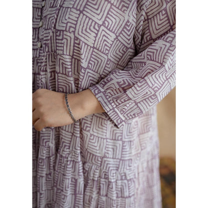 The Indian Ethnic Co. Multi-Color A-Line Batik Hand Block Mul Dress With Slip (Set of 2)