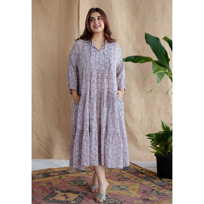 The Indian Ethnic Co. Multi-Color A-Line Batik Hand Block Mul Dress With Slip (Set of 2)