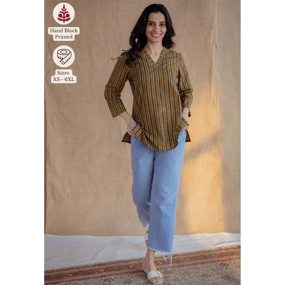 The Indian Ethnic Co. Multi-Color Straight Ajrakh Hand Block Printed Cotton Short Tunic