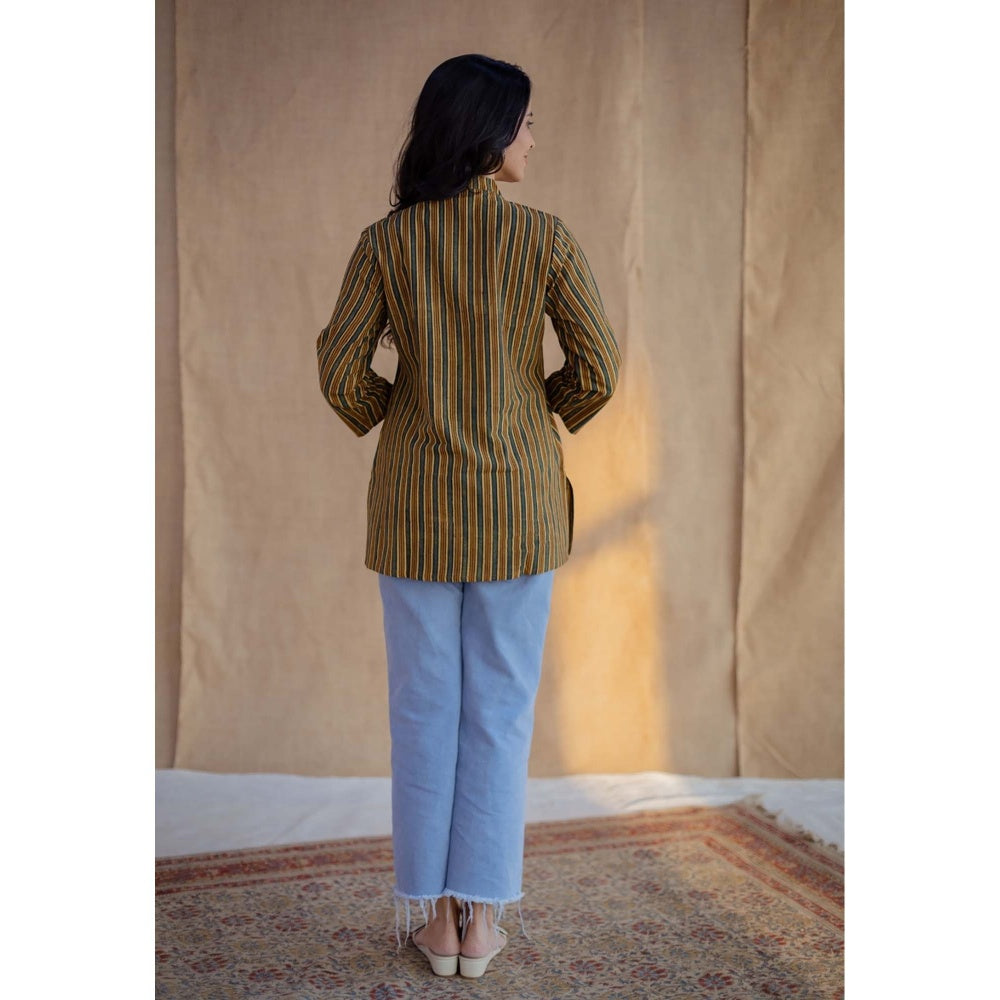 The Indian Ethnic Co. Multi-Color Straight Ajrakh Hand Block Printed Cotton Short Tunic