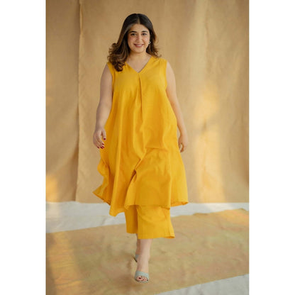 The Indian Ethnic Co. Yellow Straight Solid Kala Cotton Pant