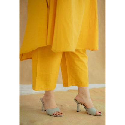 The Indian Ethnic Co. Yellow Straight Solid Kala Cotton Pant