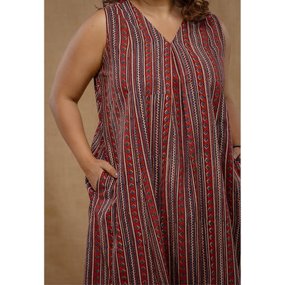 The Indian Ethnic Co. Raahi Red Ajrakh Cotton A Line Kurta And Palazzo Co-Ord Set