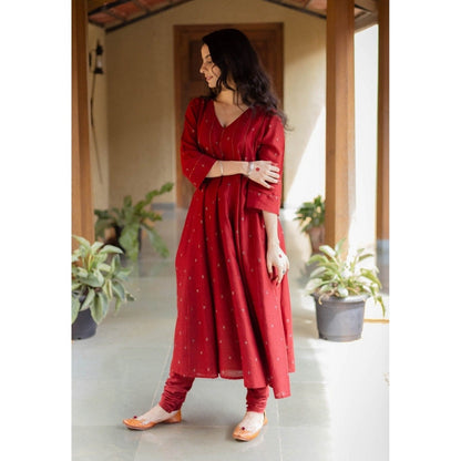 The Indian Ethnic Co. Advika Madder Ajrakh Chanderi Silk Kali Kurta With Hand Embroidery
