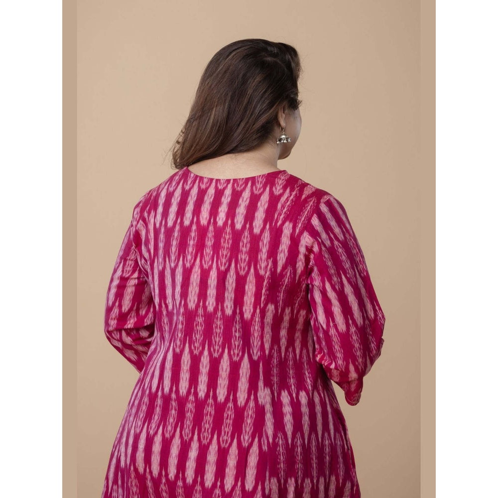 The Indian Ethnic Co. Malika Pink Ikkat Cotton Kali Co-Ord Set
