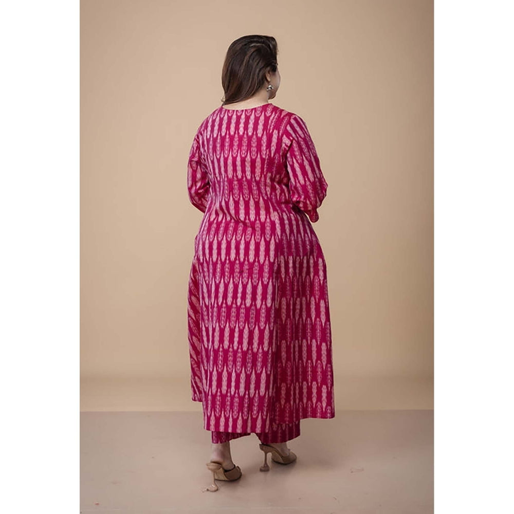 The Indian Ethnic Co. Malika Pink Ikkat Cotton Kali Co-Ord Set