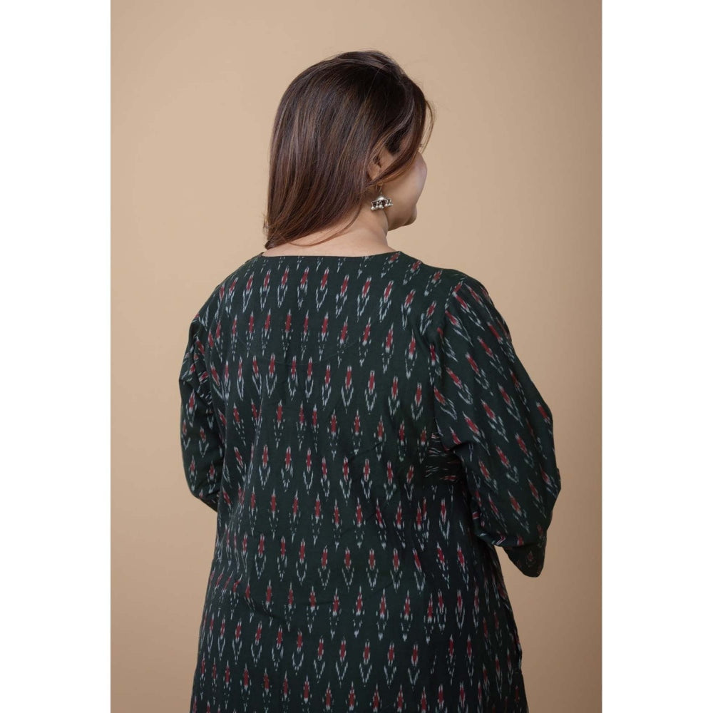 The Indian Ethnic Co. Nyra Green Ikkat Cotton Co-Ord Set