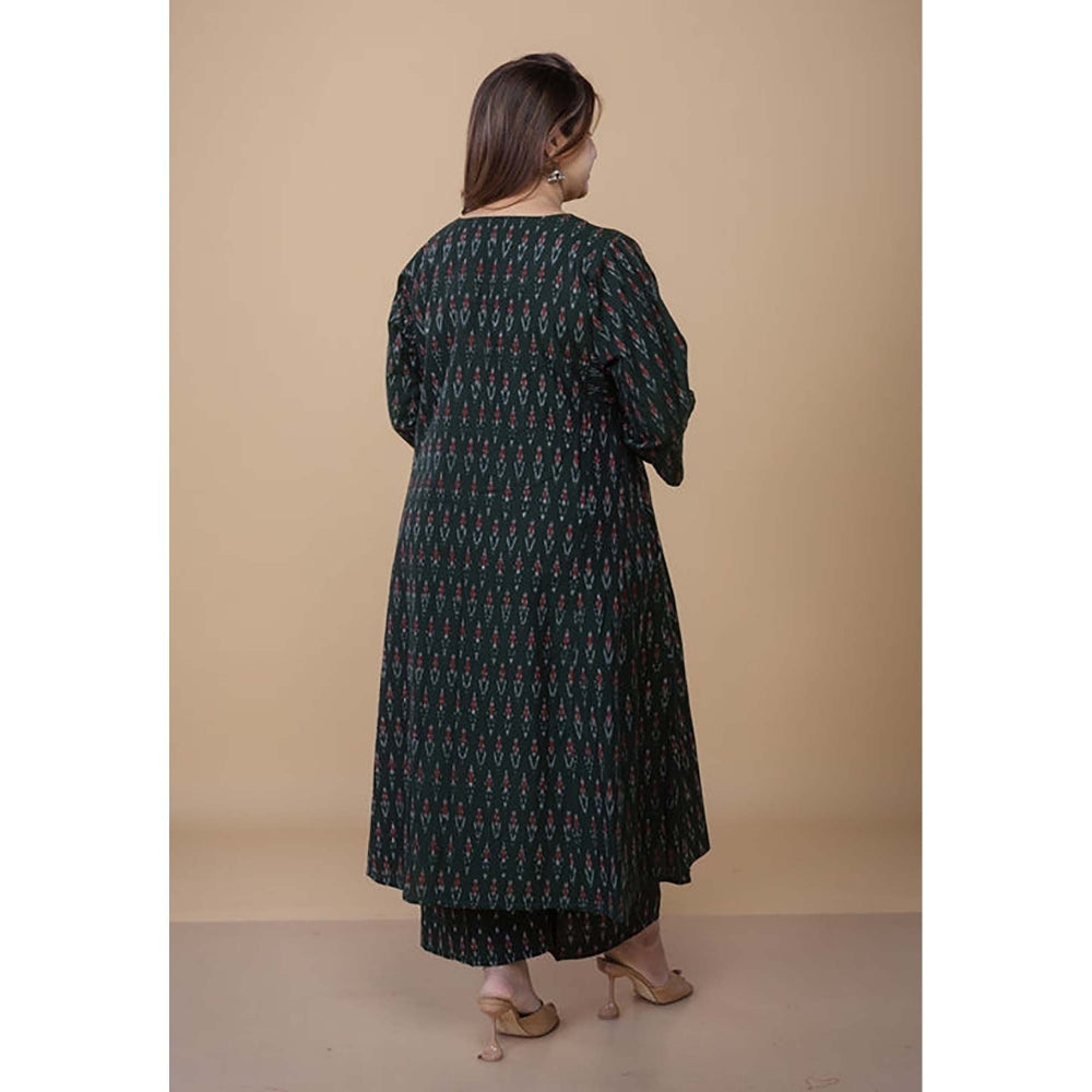 The Indian Ethnic Co. Nyra Green Ikkat Cotton Co-Ord Set