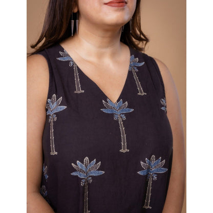 The Indian Ethnic Co. Arvika Black Ajrakh Cotton A Line Co-Ord Set