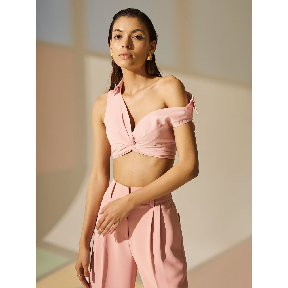 The Dapper Lady Rosewater Knot Crop Top - Pink