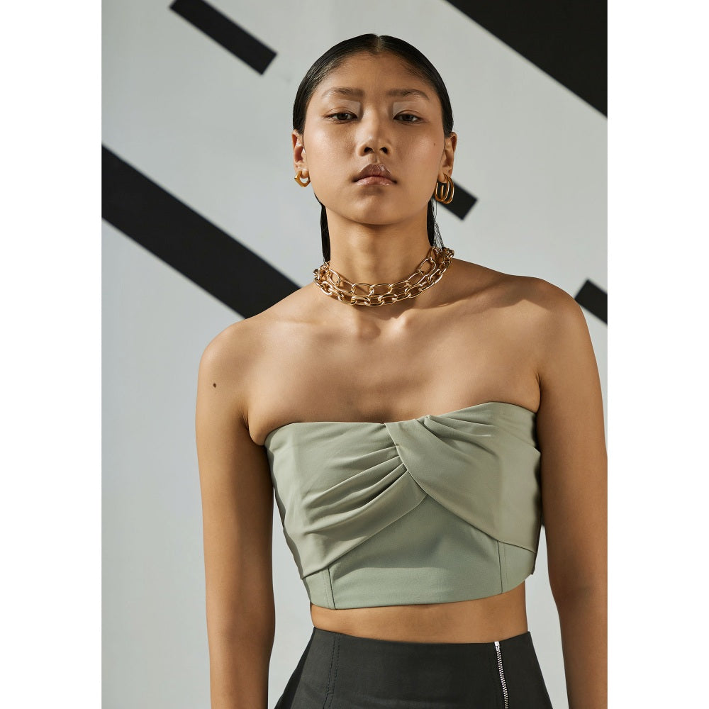 The Dapper Lady Jade Draped Corset - Green