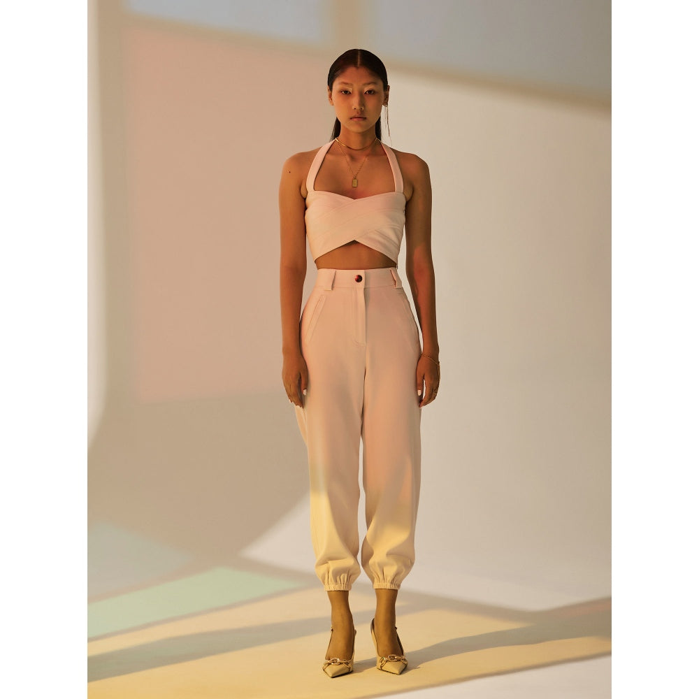 The Dapper Lady Pearl Halter Bustier - Off White