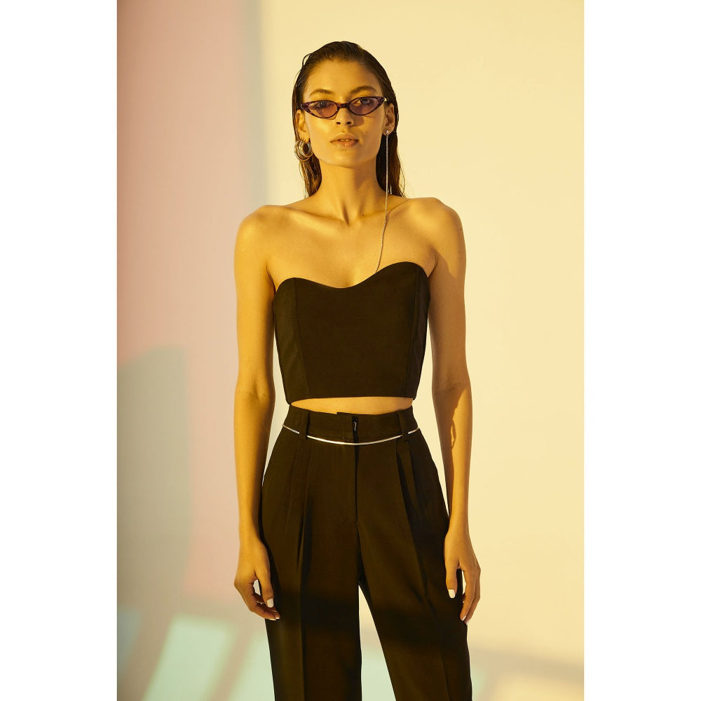 The Dapper Lady Astral Asymmetric Corset - Black