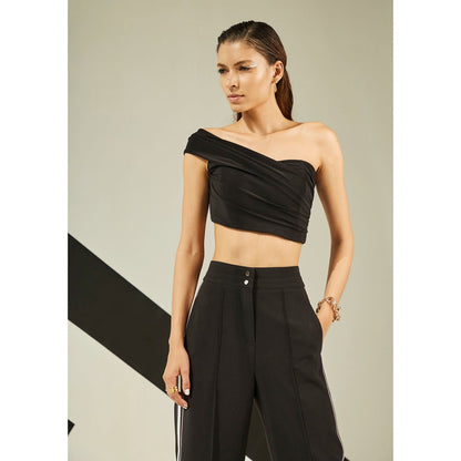 The Dapper Lady Astral Draped Corset - Black