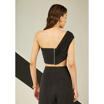 The Dapper Lady Astral Draped Corset - Black