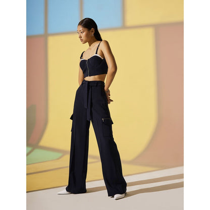 The Dapper Lady Twilight Flared Pant - Blue