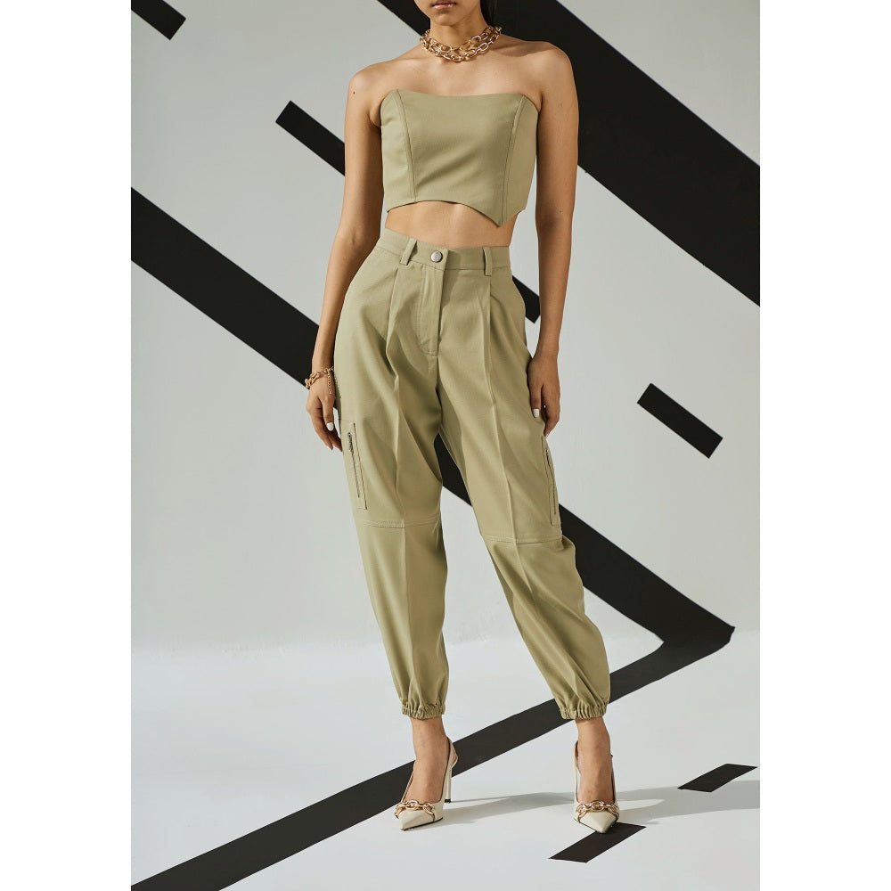 The Dapper Lady Jade Pleated Joggers - Green