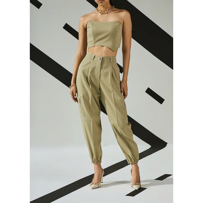 The Dapper Lady Jade Pleated Joggers - Green
