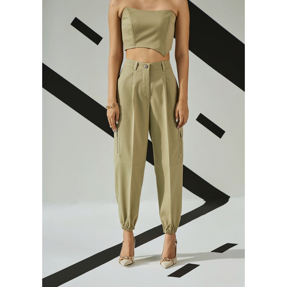 The Dapper Lady Jade Pleated Joggers - Green