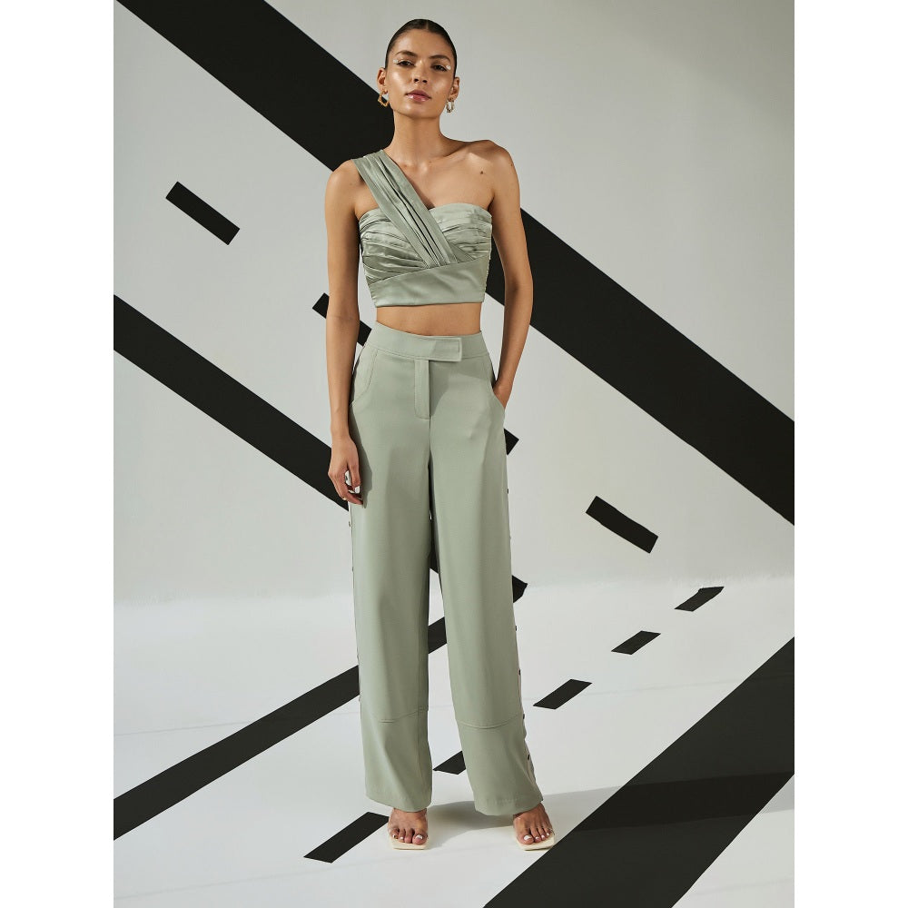 The Dapper Lady Jade Flared Pants - Green