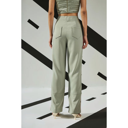 The Dapper Lady Jade Flared Pants - Green