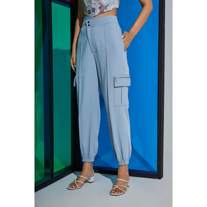 The Dapper Lady Aqua Asymmetric Joggers - Blue