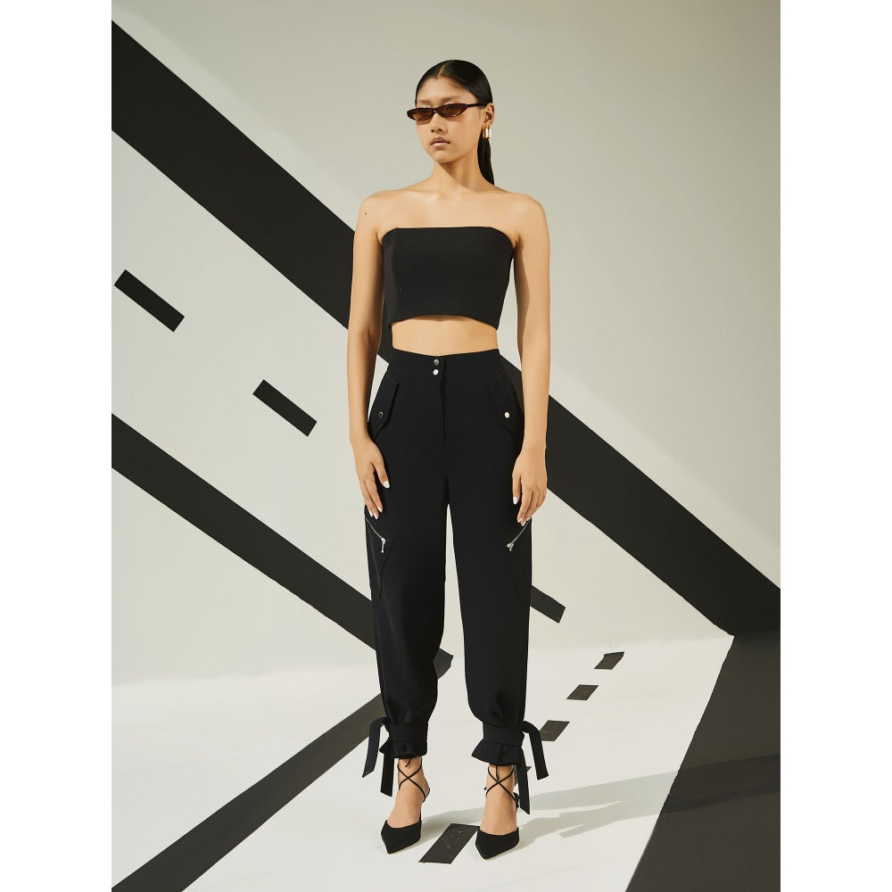 The Dapper Lady Astral Tie-Up Joggers - Black