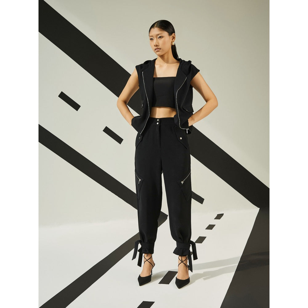 The Dapper Lady Astral Tie-Up Joggers - Black