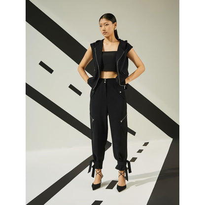 The Dapper Lady Astral Tie-Up Joggers - Black