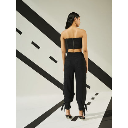 The Dapper Lady Astral Tie-Up Joggers - Black