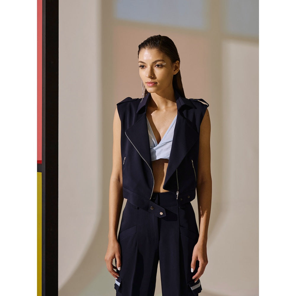 The Dapper Lady Twilight Crop Overshirt - Blue