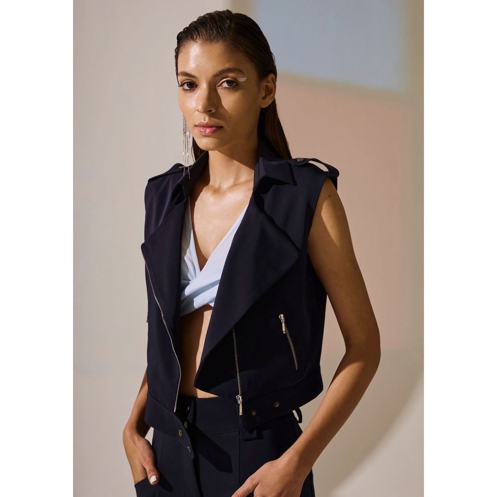 The Dapper Lady Twilight Crop Overshirt - Blue