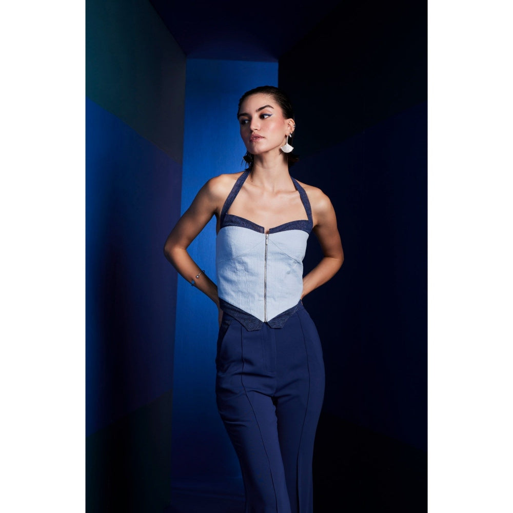 The Dapper Lady Sydney Blue Colorblock Top