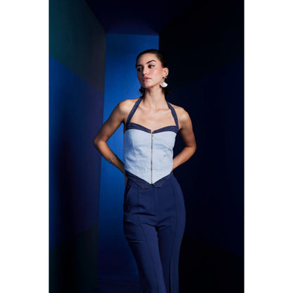The Dapper Lady Sydney Blue Colorblock Top
