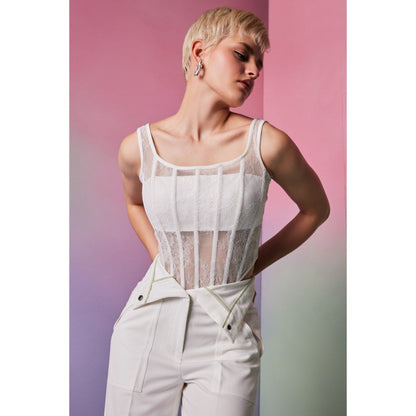 The Dapper Lady Mykonos White Embroidered Top