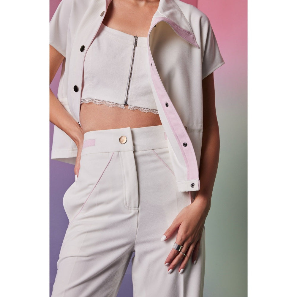 The Dapper Lady Mykonos White Solid Crop Top