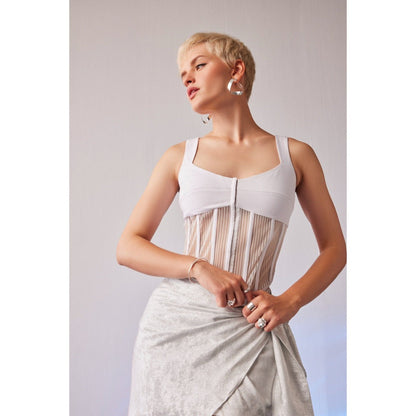 The Dapper Lady Mykonos White Stripes Top