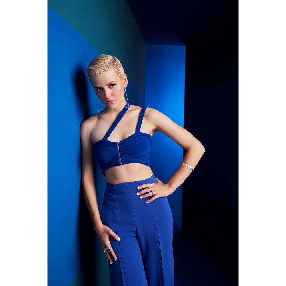 The Dapper Lady Ibiza Blue Solid Crop Top